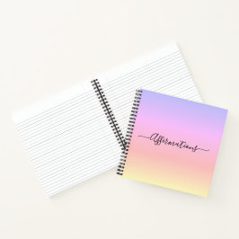 Pastel Rainbow & Black Typografy Affirmations Notizbuch