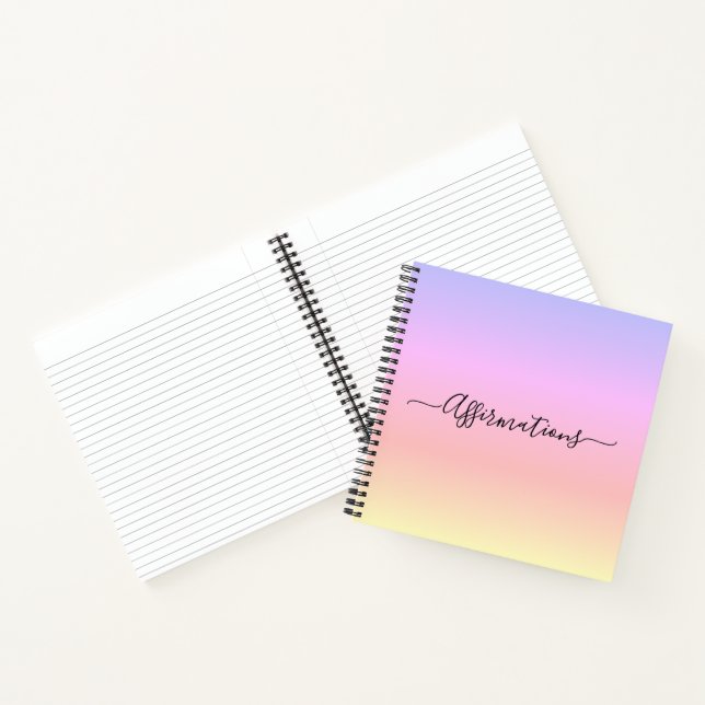 Pastel Rainbow & Black Typografy Affirmations Notizbuch (Innenseite)