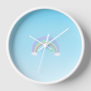 Pastel Rainbow Blume am blauen Himmel Uhr
