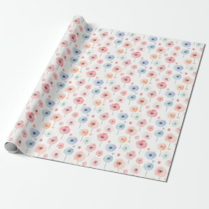 Pastel-Rainbow-Blume auf Weiß Geschenkpapier