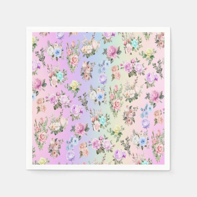 Pastel Rainbow-Blume Serviette (Vorderseite)