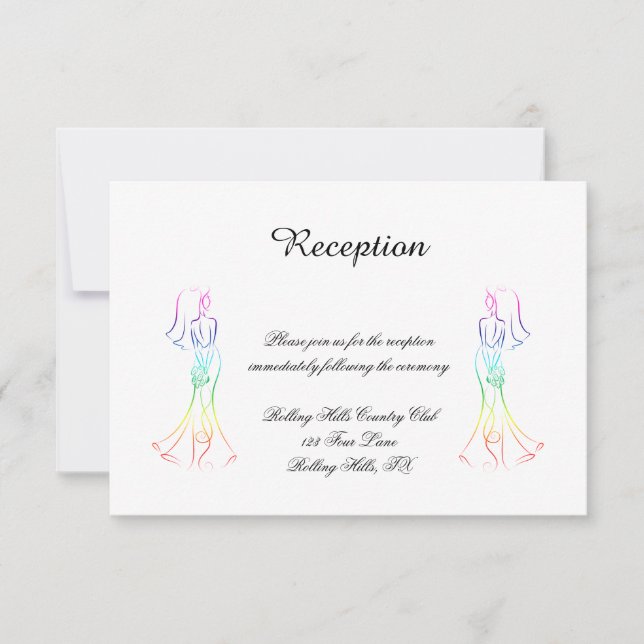 Pastel Rainbow Brides Wedding Empfang Einladung (Vorderseite)