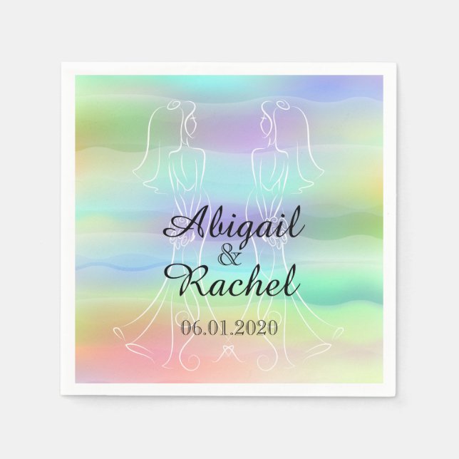 Pastel Rainbow Brides Wedding Napkin Serviette (Vorderseite)