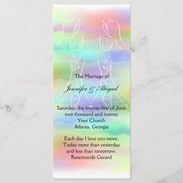 Pastel Rainbow Brides Wedding Program Programm (Vorderseite)