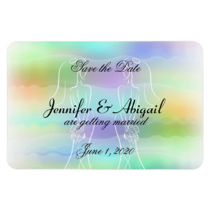 Pastel Rainbow Brides Wedding Save the Date Magnet