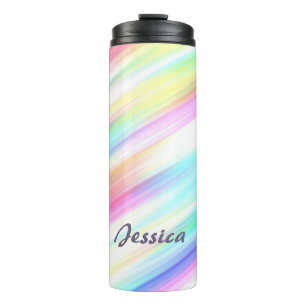 Pastel Rainbow Brush Strokes Personalisiert Thermosbecher