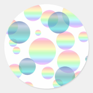 Pastel Rainbow Bubbles Runder Aufkleber