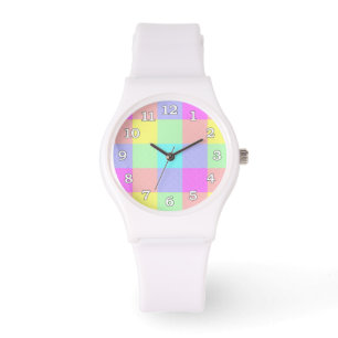Pastel Rainbow Checkered Armbanduhr