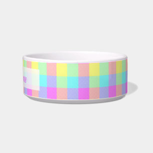 Pastel Rainbow Checkered Personalisierter Name Napf