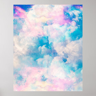 Pastel Rainbow Cloudy Sky Ästhetik Poster