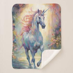 Pastel Rainbow Colored Beautiful Unicorn Sherpadecke