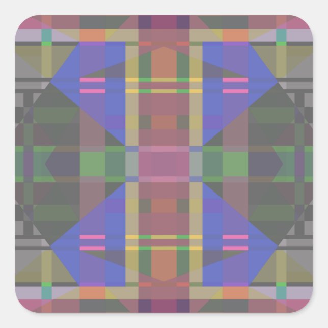 Pastel Rainbow Colorful Geometric Quadratischer Aufkleber (Vorderseite)