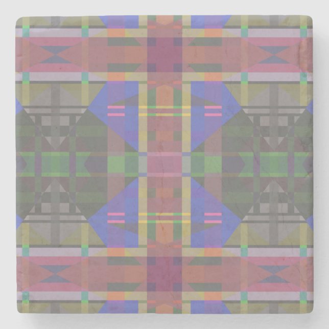 Pastel Rainbow Colorful Geometric Steinuntersetzer (Vorderseite)