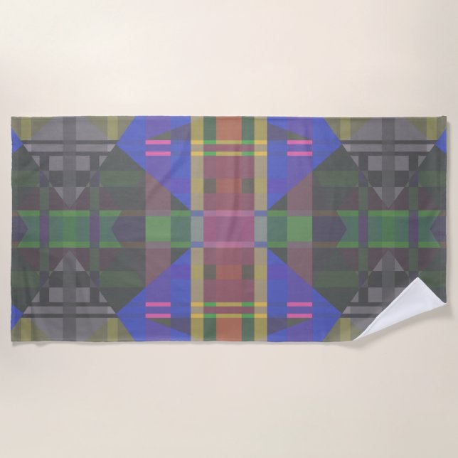 Pastel Rainbow Colorful Geometric Strandtuch (Vorderseite)