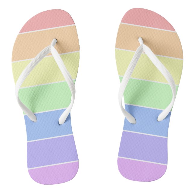 Pastel Rainbow Colorful Stripes Pattern Sommer Flip Flops (Fußbett)