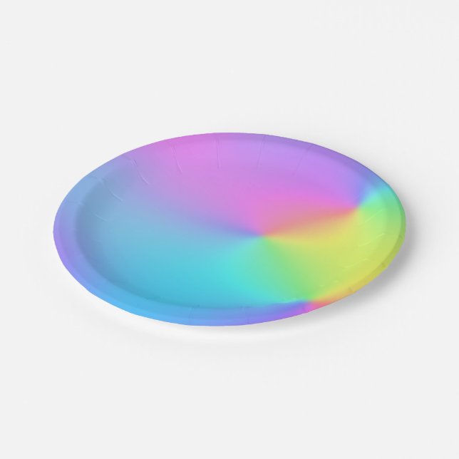 Pastel Rainbow Colors Abstrakt Blur Gradient Ombre Pappteller (Schrägansicht)