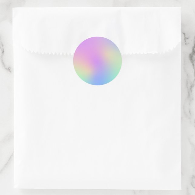 Pastel Rainbow Colors Abstrakt Blur Gradient Ombre Runder Aufkleber (Tasche)