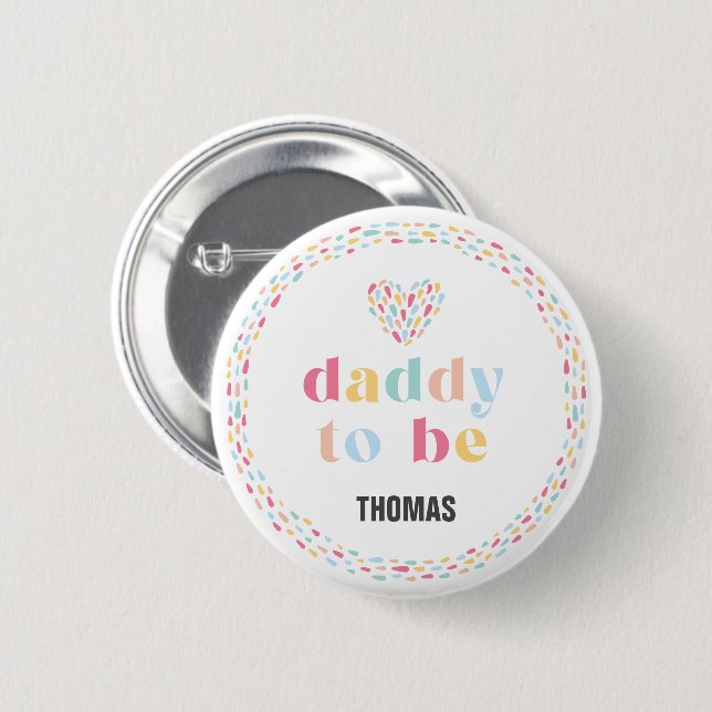 Pastel Rainbow Colors Baby Shower Daddy zu sein Button (Vorne & Hinten)