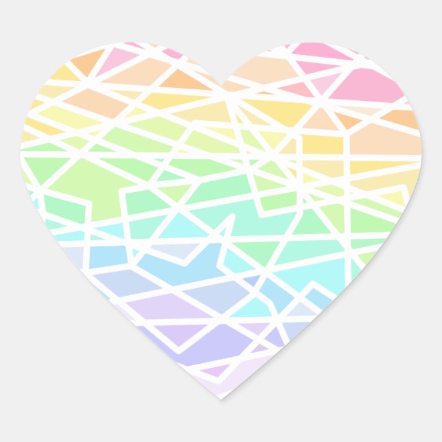 Pastel Rainbow Colors Geometric Heart Sticker (Vorderseite)