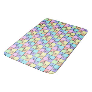 Pastel Rainbow Colour Puzzle Geometric Muster Badematte