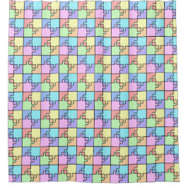 Pastel Rainbow Colour Puzzle Geometric Muster Duschvorhang