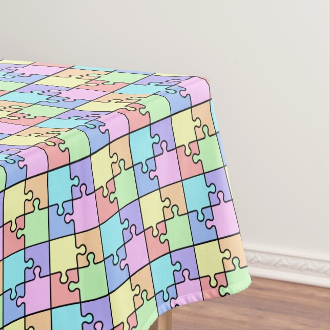 Pastel Rainbow Colour Puzzle Geometric Muster Tischdecke (Beispiel)