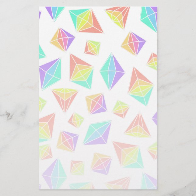 Pastel Rainbow Crystals Muster Briefpapier (Vorderseite)