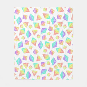 Pastel Rainbow Crystals Muster Fleecedecke