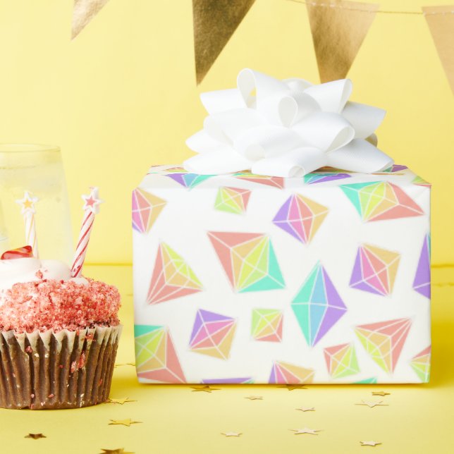 Pastel Rainbow Crystals Muster Geschenkpapier (Geburtstagsparty)
