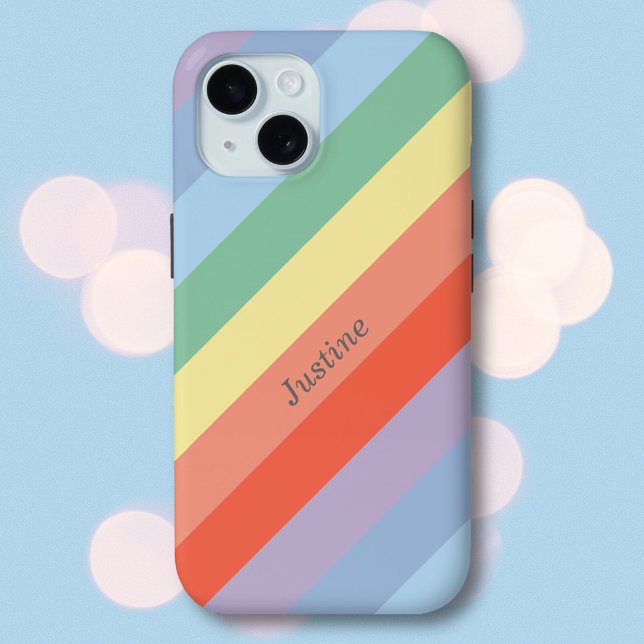 Pastel Rainbow Diagonal Streifen Case-Mate iPhone Hülle (Pastel Rainbow Diagonal Stripes Phone Case)
