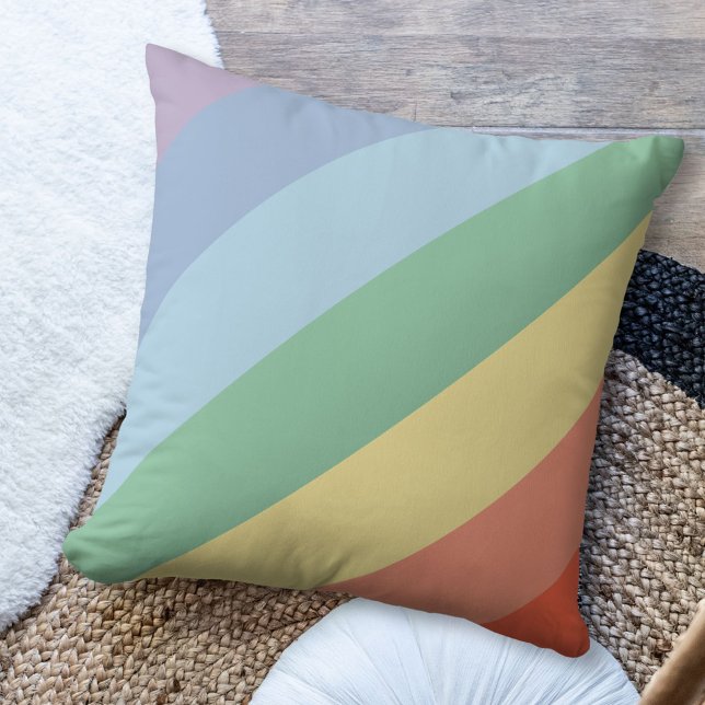 Pastel Rainbow Diagonal Streifen Kissen (Pastel Rainbow Diagonal Stripes Pillow)