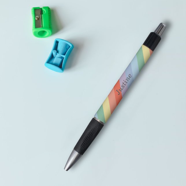 Pastel Rainbow Diagonal Streifen Kugelschreiber (Pastel Rainbow Diagonal Stripes Pen)