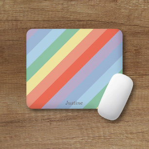 Pastel Rainbow Diagonal Streifen Mousepad