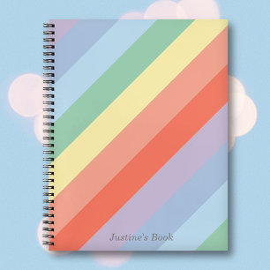 Pastel Rainbow Diagonal Streifen Notizbuch