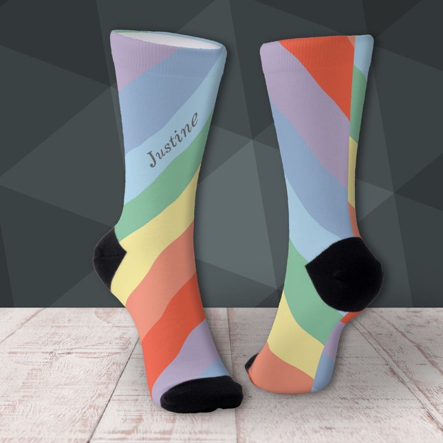Pastel Rainbow Diagonal Streifen Socken (Pastel Rainbow Diagonal Stripes Socks)