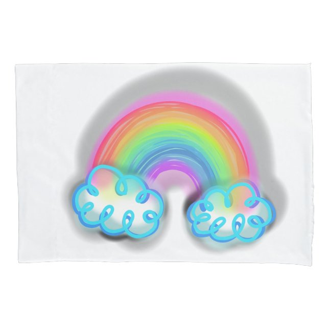 Pastel Rainbow Doodle Art Pillowcase Kissenbezug (Vorderseite-Links)
