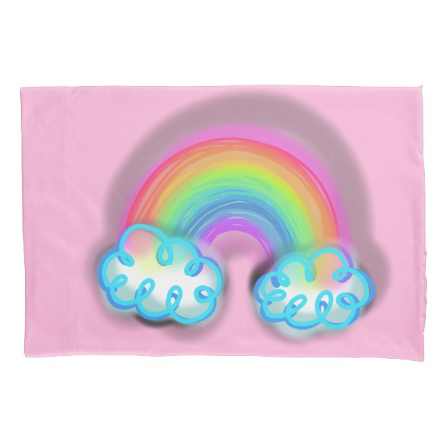 Pastel Rainbow Doodle Art Pillowcase Kissenbezug (Vorderseite-Links)