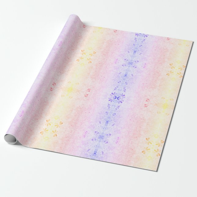 Pastel Rainbow Dragonfly Pattern Boho Geschenkpapier (Ungerollt)