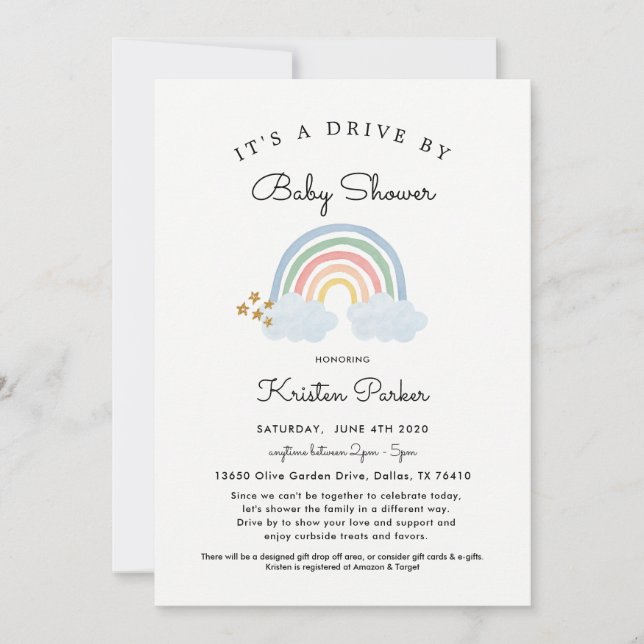 Pastel Rainbow Drive by Baby Shower Einladungs Boy Einladung (Vorderseite)