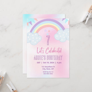 Pastel Rainbow Einladung