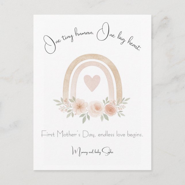 Pastel Rainbow Erster Muttertag Postkarte (Vorderseite)
