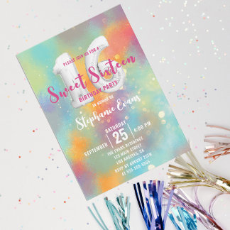 Pastel Rainbow Extravagant Chic 16 . Geburtstag Ge Einladung
