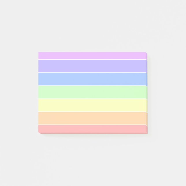 Pastel Rainbow Farbige Streifen Post-it Klebezettel (Vorderseite)