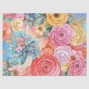 Pastel Rainbow Floral Sea Turtle Seidenpapier