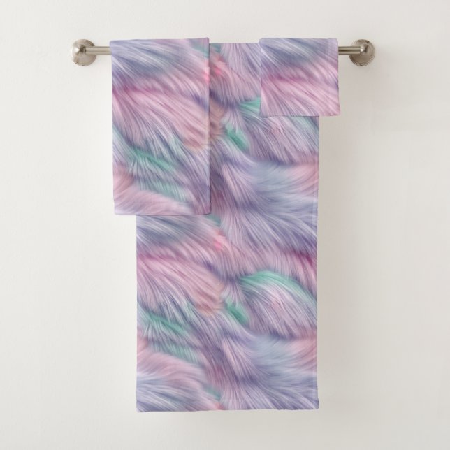 Pastel Rainbow Fur Badhandtuch Set (Insitu)