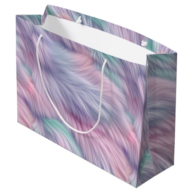 Pastel Rainbow Fur Große Geschenktüte (Rückseite Schrägansicht)