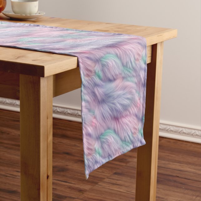 Pastel Rainbow Fur Großer Tischläufer (Beispiel)