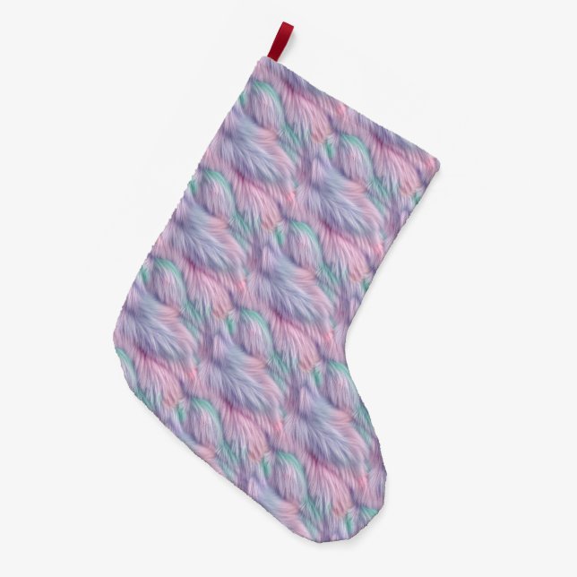 Pastel Rainbow Fur Großer Weihnachtsstrumpf (Vorderansicht (hängend))