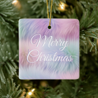Pastel Rainbow Fur Keramikornament