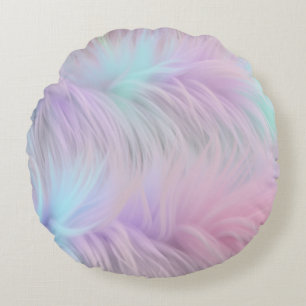 Pastel Rainbow Fur Rundes Kissen